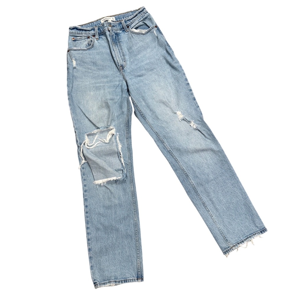 Abercrombie Curve Love The 90s Straight Ultra High Rise Distressed Jeans 29 8R